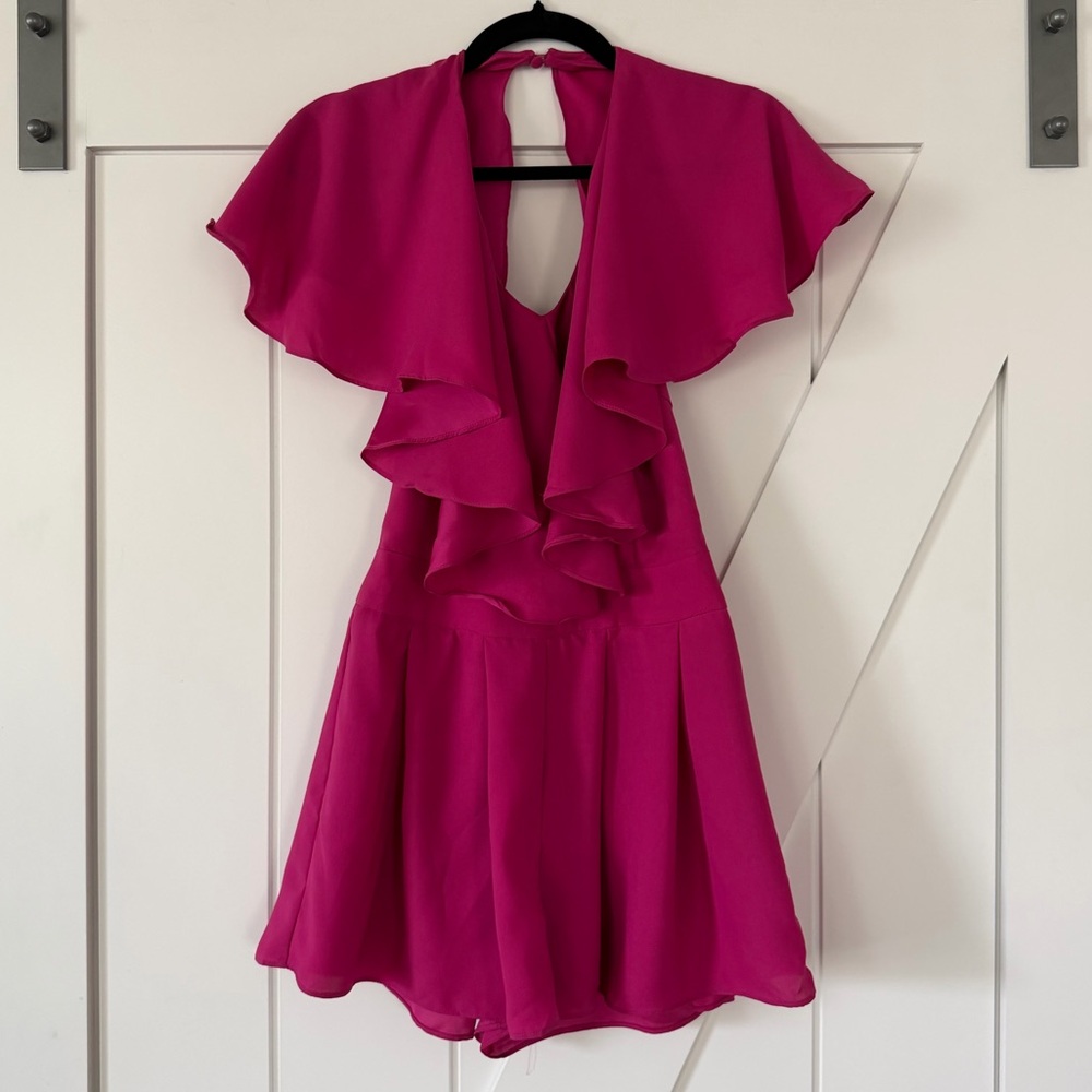Ark & Co Hot Pink Ruffle Romper - Picture 2 of 6